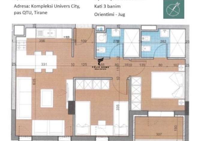 SHITET APARTAMENT 2+1+2 UNIVERS CITY 85.000 EURO Shitet apartament
•2+1+2
•siperfaqe totale 80 m2
•kati 3
•pallat i r